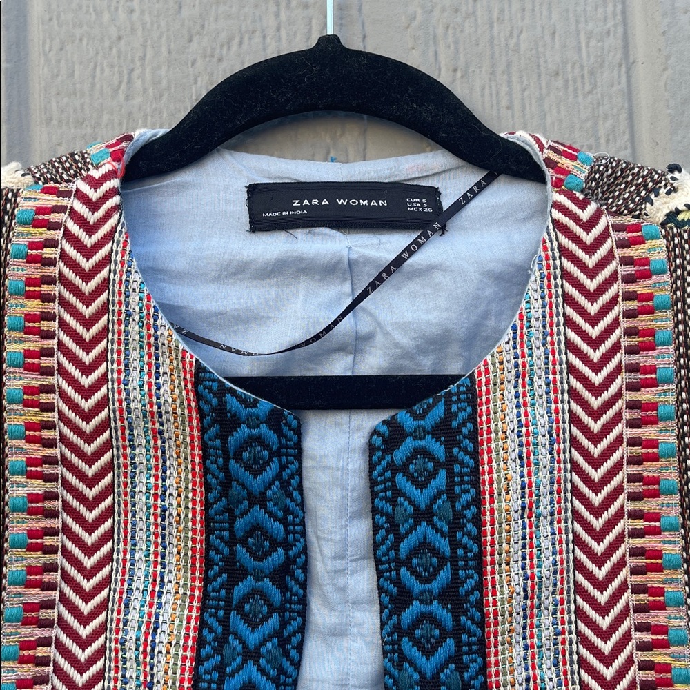 Zara Embroidered Jacquard Coat Jacket Festival - Picture 8 of 16